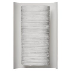 Contemporary “Galba III” Wall Sconce in White Plaster with Linear Relief Finish