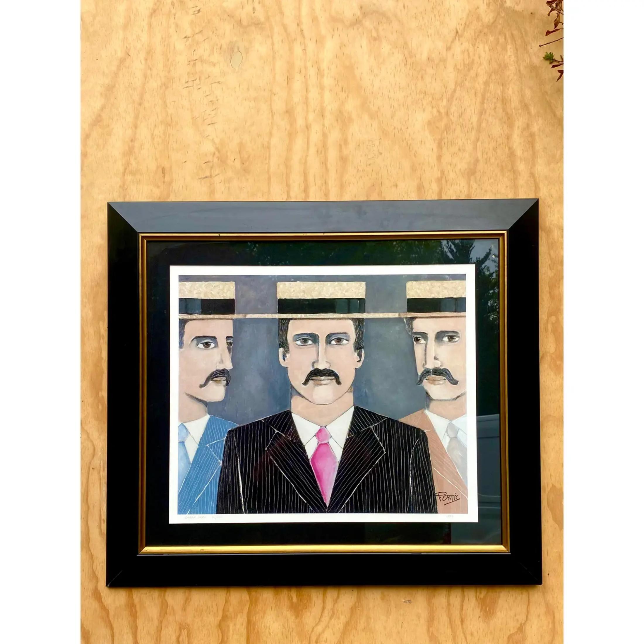 Contemporary “ Gang” Lithograph Signed P. Ortiz In Good Condition For Sale In west palm beach, FL