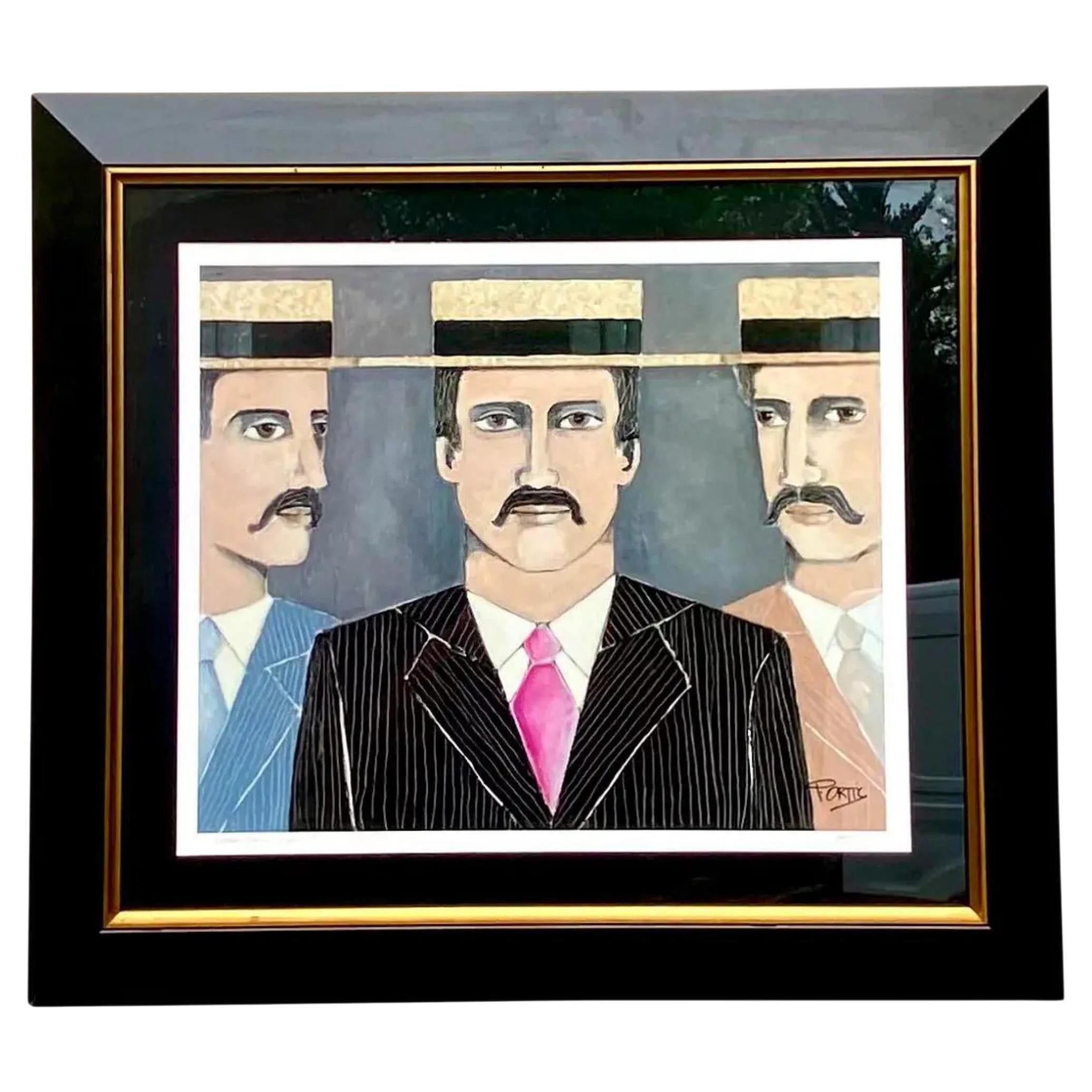 Contemporary “ Gang” Lithograph Signed P. Ortiz