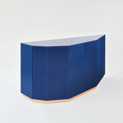 Contemporary Gem Pear Cabinet or Bar in Wood, Glass, and Copper