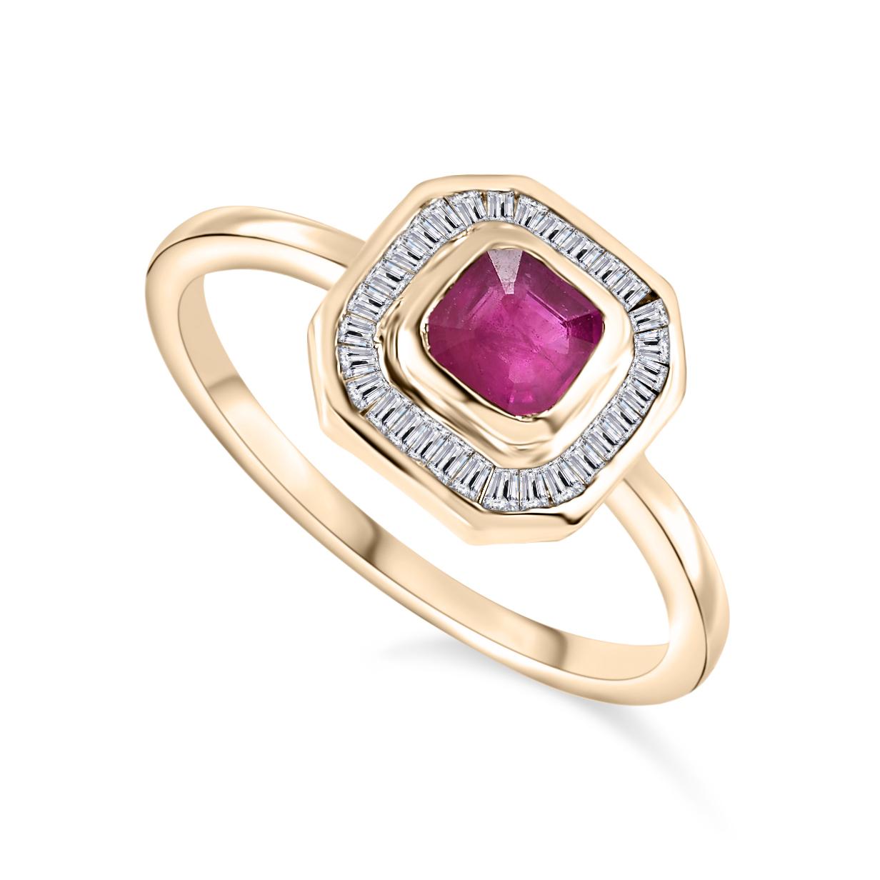 in vendita:  Anello nuziale aureolato con diamante e rubino autentico in oro giallo 14 carati 3
