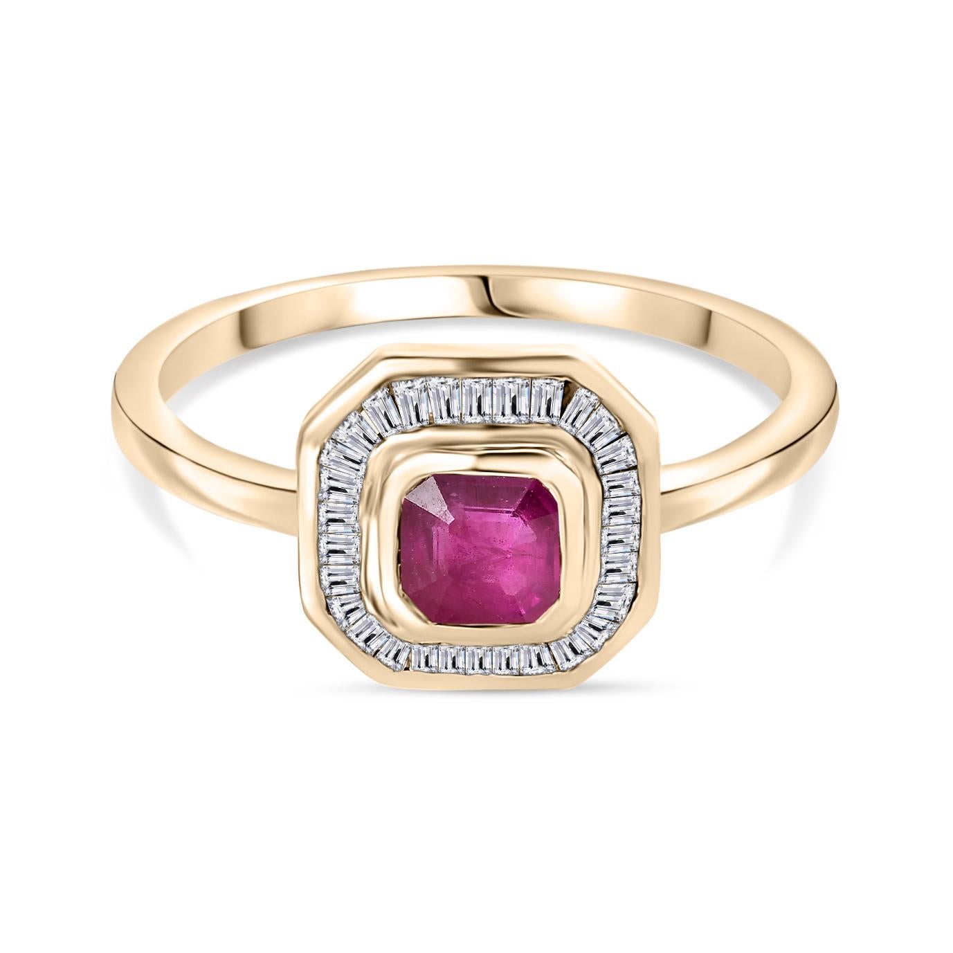 in vendita:  Anello nuziale aureolato con diamante e rubino autentico in oro giallo 14 carati 8