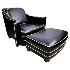 Fauteuil de salon et pouf en cuir de qualité supérieure par Elite Leather