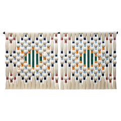 Contemporary Art Tapestry in Ivory and Multicolored Cotton, North American 