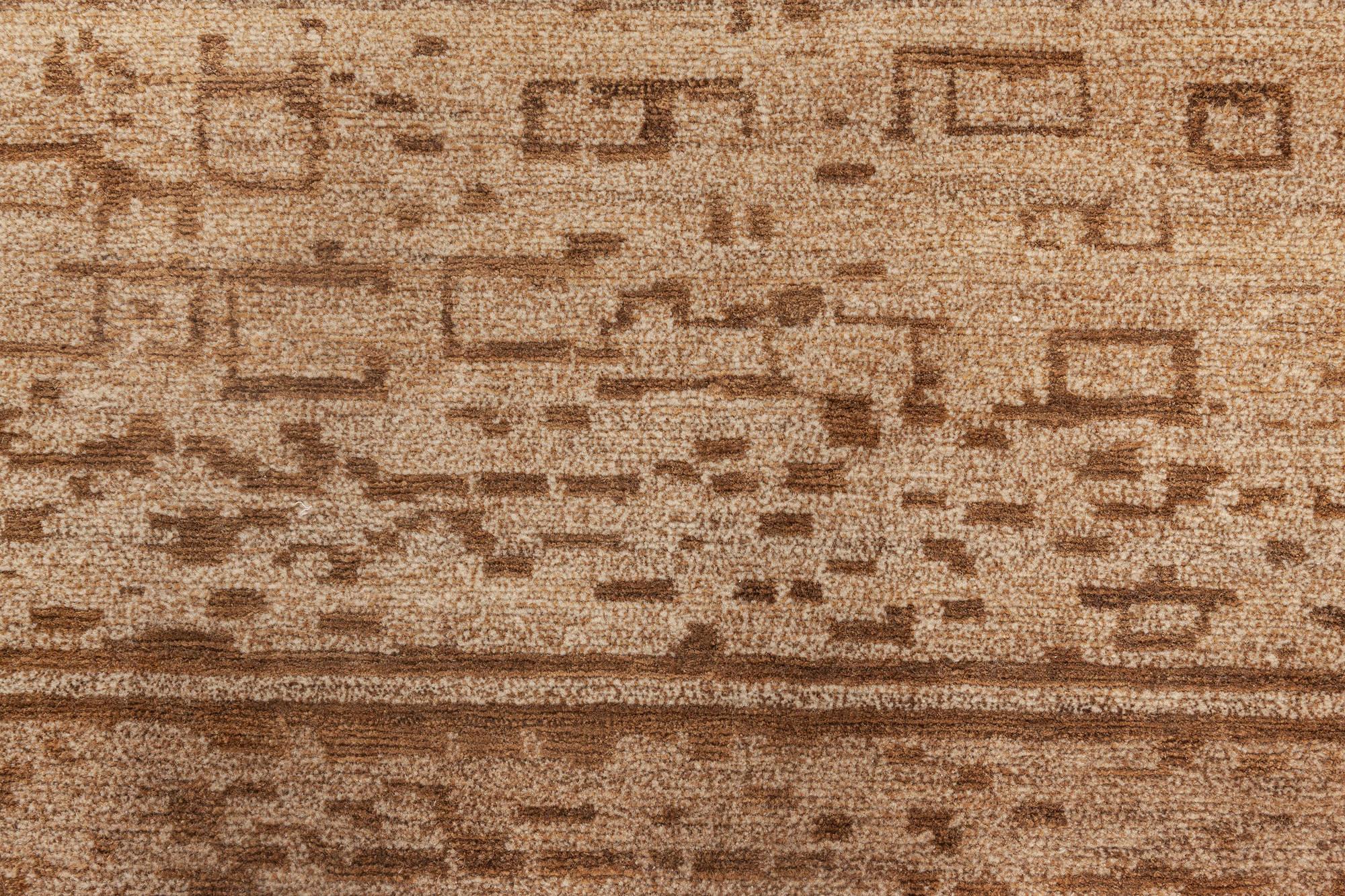 Contemporary Geometric Beige and Brown Handmade Hemp Rug by Doris Leslie Blau Moderno en venta