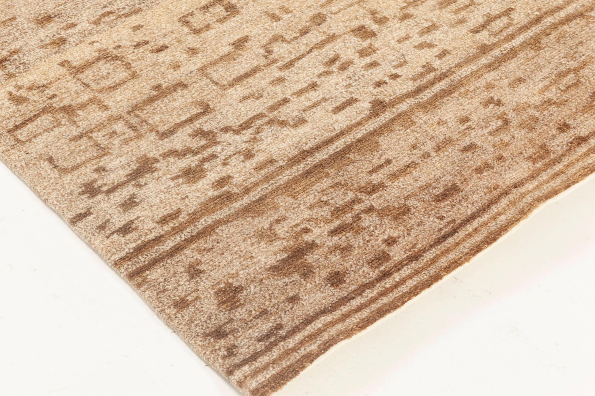 Contemporary Geometric Beige and Brown Handmade Hemp Rug by Doris Leslie Blau Anudado a mano en venta