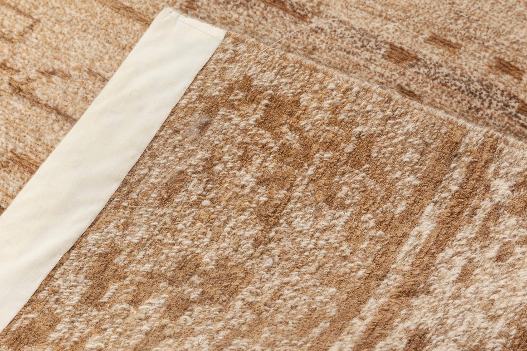 Contemporary Geometric Beige and Brown Handmade Hemp Rug by Doris Leslie Blau en Nuevo estado para la venta en New York, NY