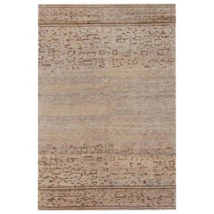 Contemporary Geometric Beige and Brown Handmade Hemp Rug by Doris Leslie Blau