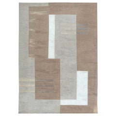 Contemporary Geometric Beige, White Flat-Weave Wool Rug by Doris Leslie Blau