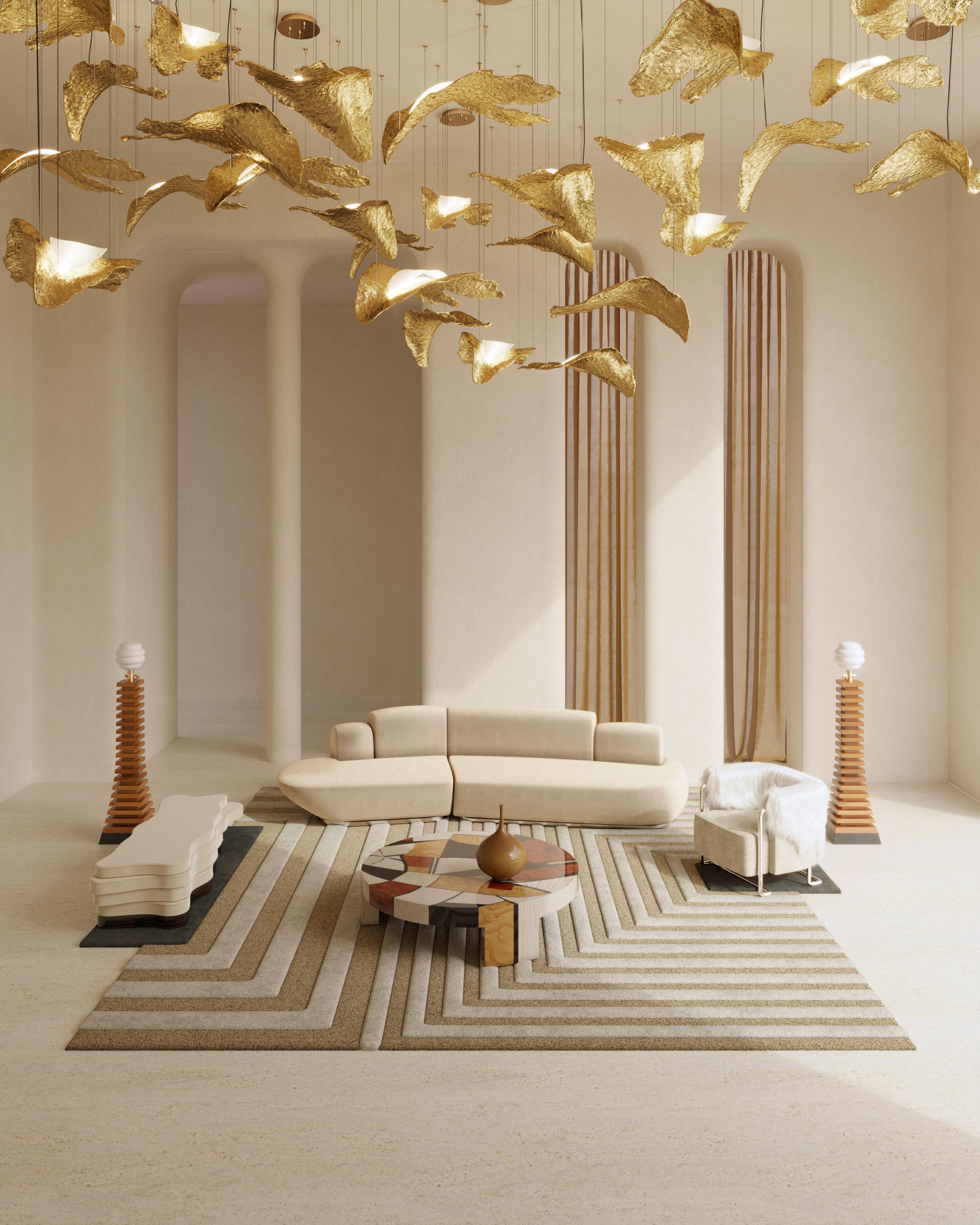 Tapis Retro 29 es una alfombra retro de forma irregular y colores clásicos. Inspirada en las líneas arquitectónicas, esta alfombra geométrica destaca en cualquier espacio.

Utilizando una técnica de tufting en 3D que combina pelo cortado y bucle, la