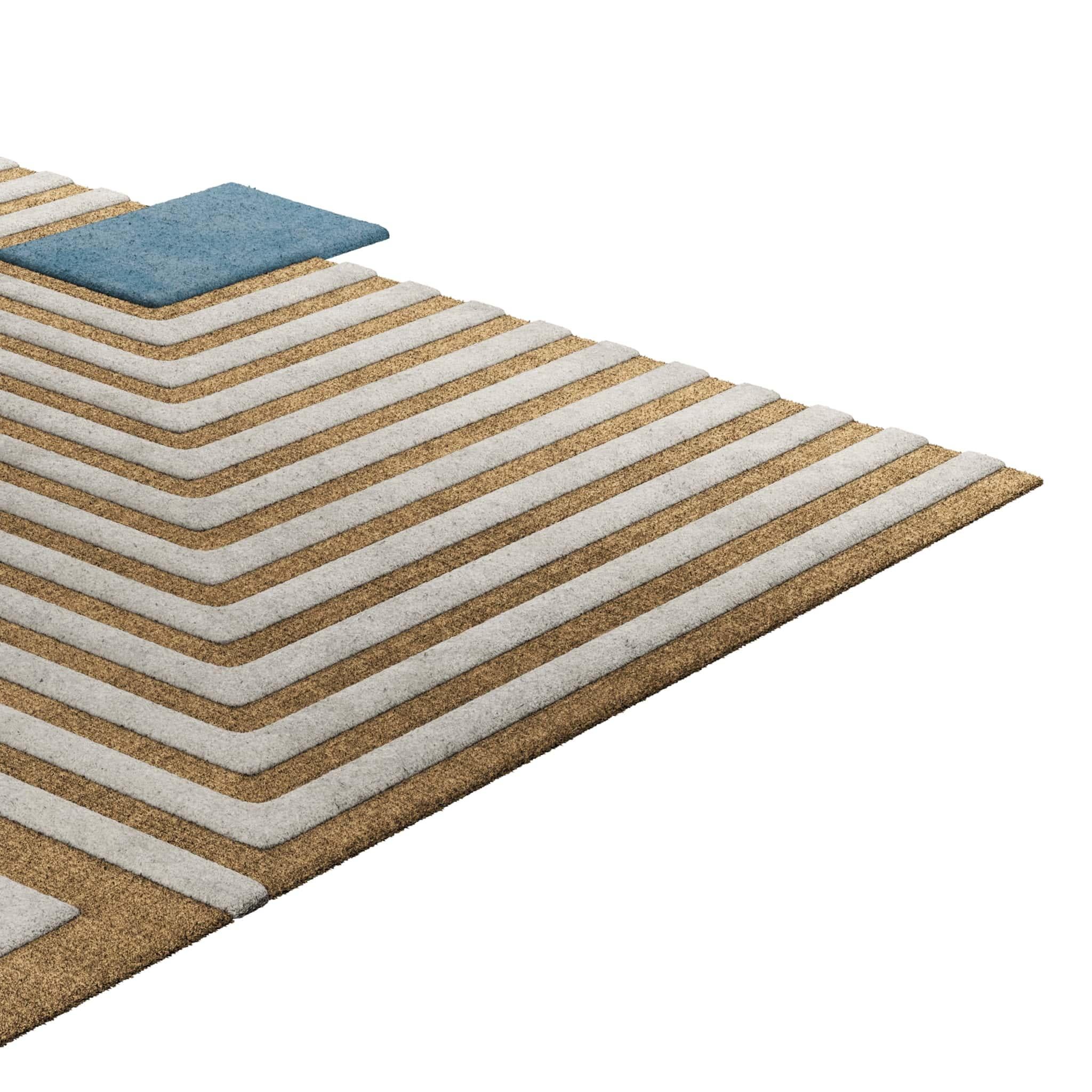Alfombra Geométrica Contemporánea Negra y Nude Diseño Gráfico Mínimo Hecho a Mano Hecho a mano en venta