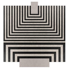 Contemporary Geometric Black and Nude Rug Handmade Minimal Graphic Pattern