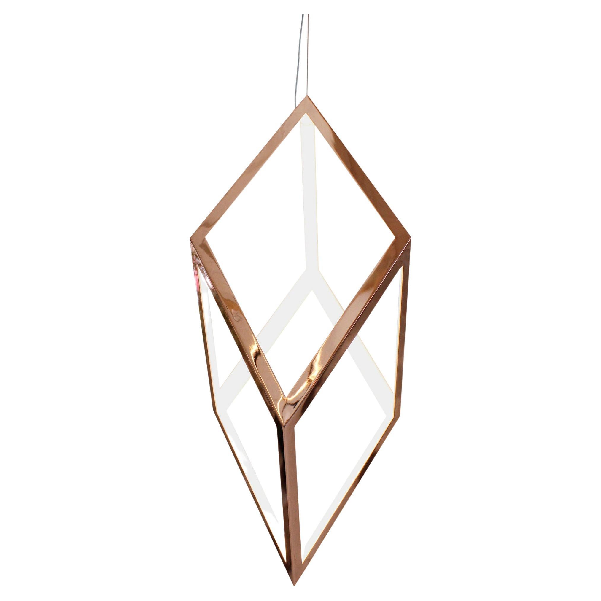 Contemporary Geometric Brass or Iron Light Pendant, ORP by Christopher Boots