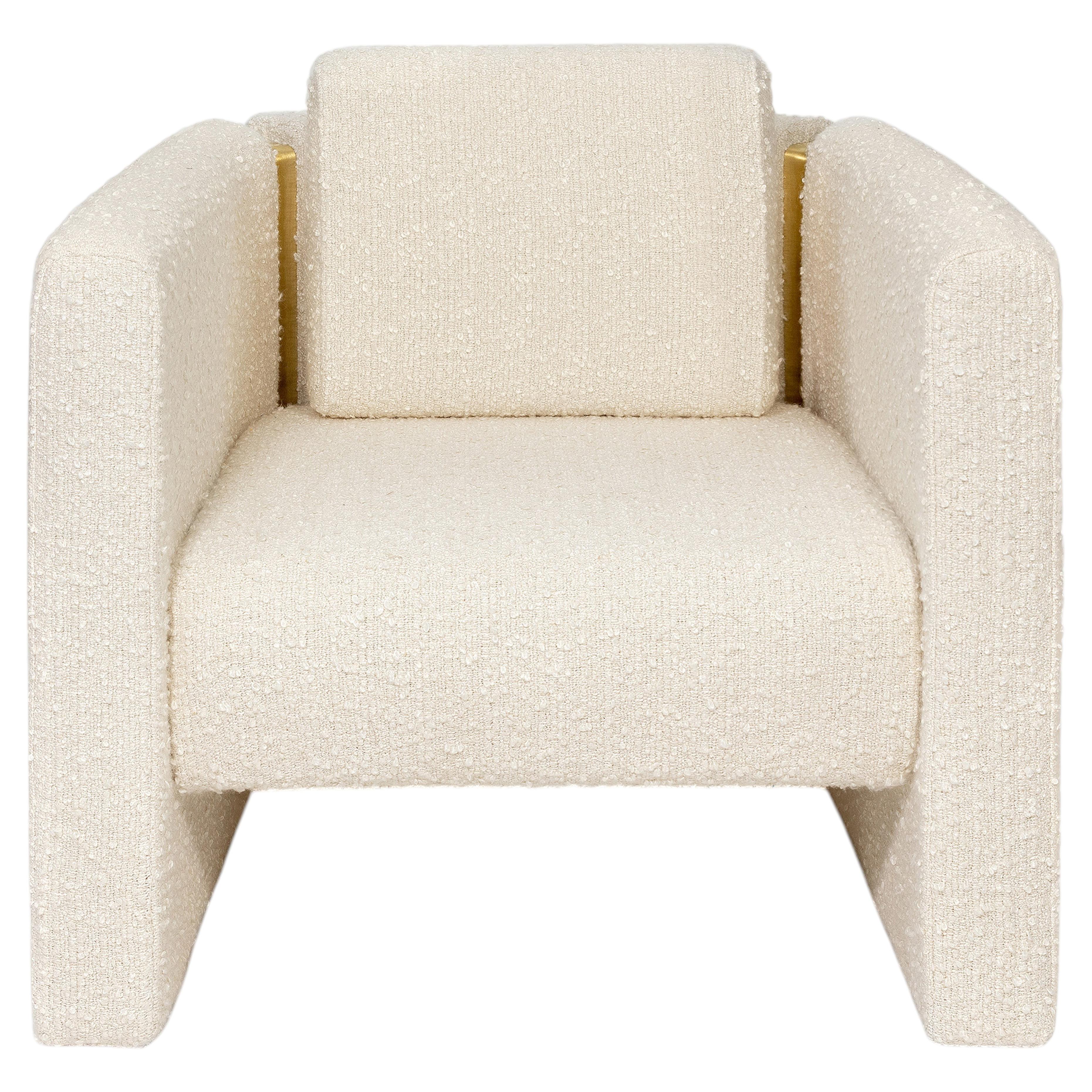 Fauteuil COM Fernandine contemporain en laiton brossé aux lignes géométriques, par InsidherLand en vente