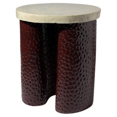 Contemporary Geometric Ceramic Raspberry Side Table