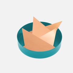 Juego de posavasos geométricos contemporáneos de cobre y metal azul