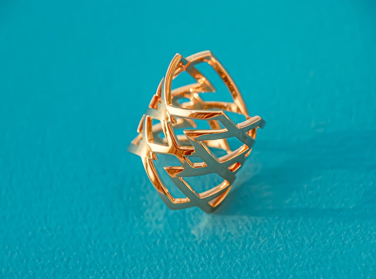 Contemporary Geometric Design 18KT Rose Gold Ring For Sale at 1stDibs