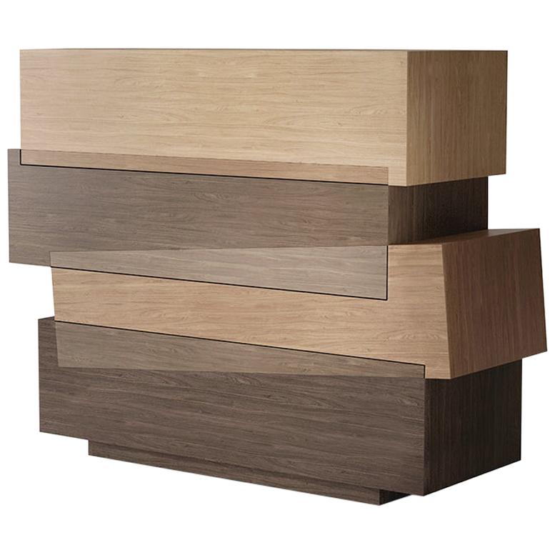 Booleanos Dresser 3 Drawers, Chest of Drawers in Warm Wood Veneer, Joel Escalona