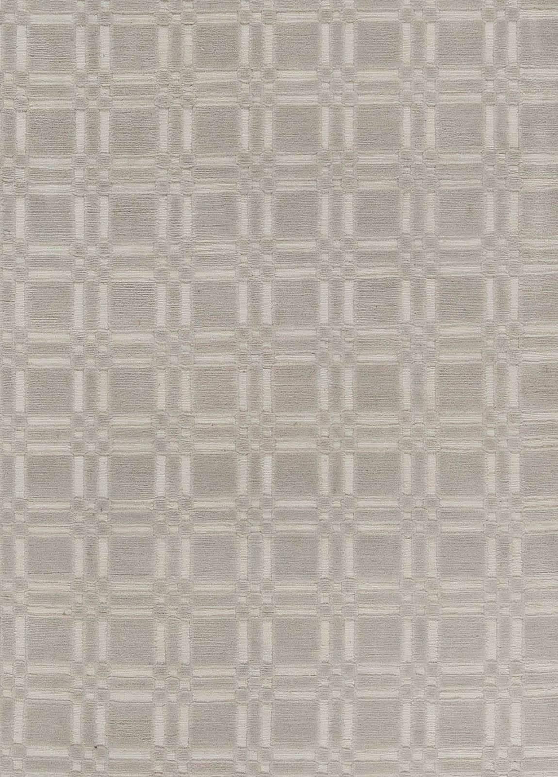 Zeitgenössischer geometrischer grauer handgefertigter teppich aus seide und wolle von Doris Leslie Blau
Größe: 12'2