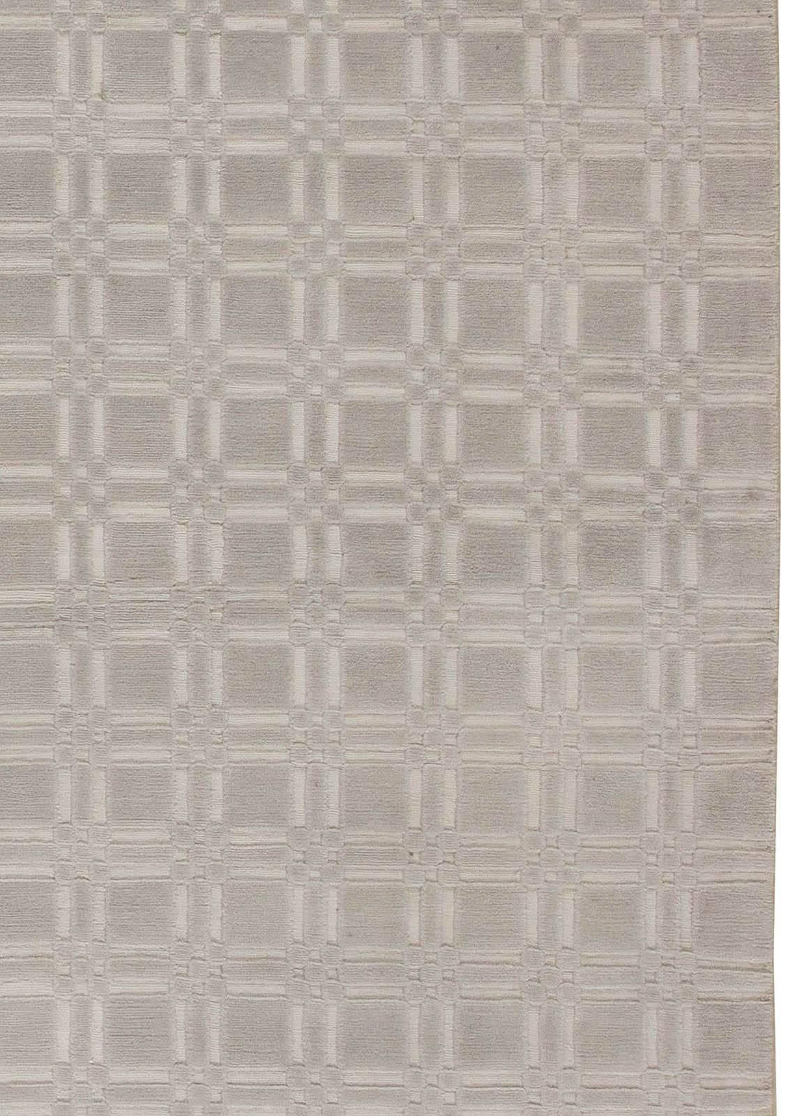 Contemporary Geometric Gray Handmade Silk and Wool Rug by Doris Leslie Blau In New Condition For Sale In New York, NY