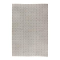 Zeitgenössischer geometrischer grauer handgefertigter Teppich aus Seide und Wolle von Doris Leslie Blau