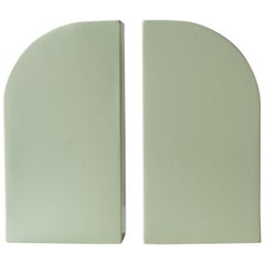 Contemporary Geometric Green Ceramic Italian Pair of Vases, Italy, 2020
