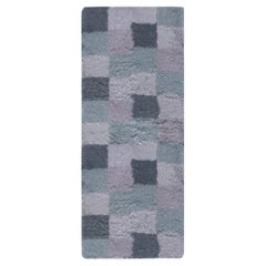 Contemporary Geometric Grid Slate Gray Carpet "Duskfall" by Doris Leslie Blau