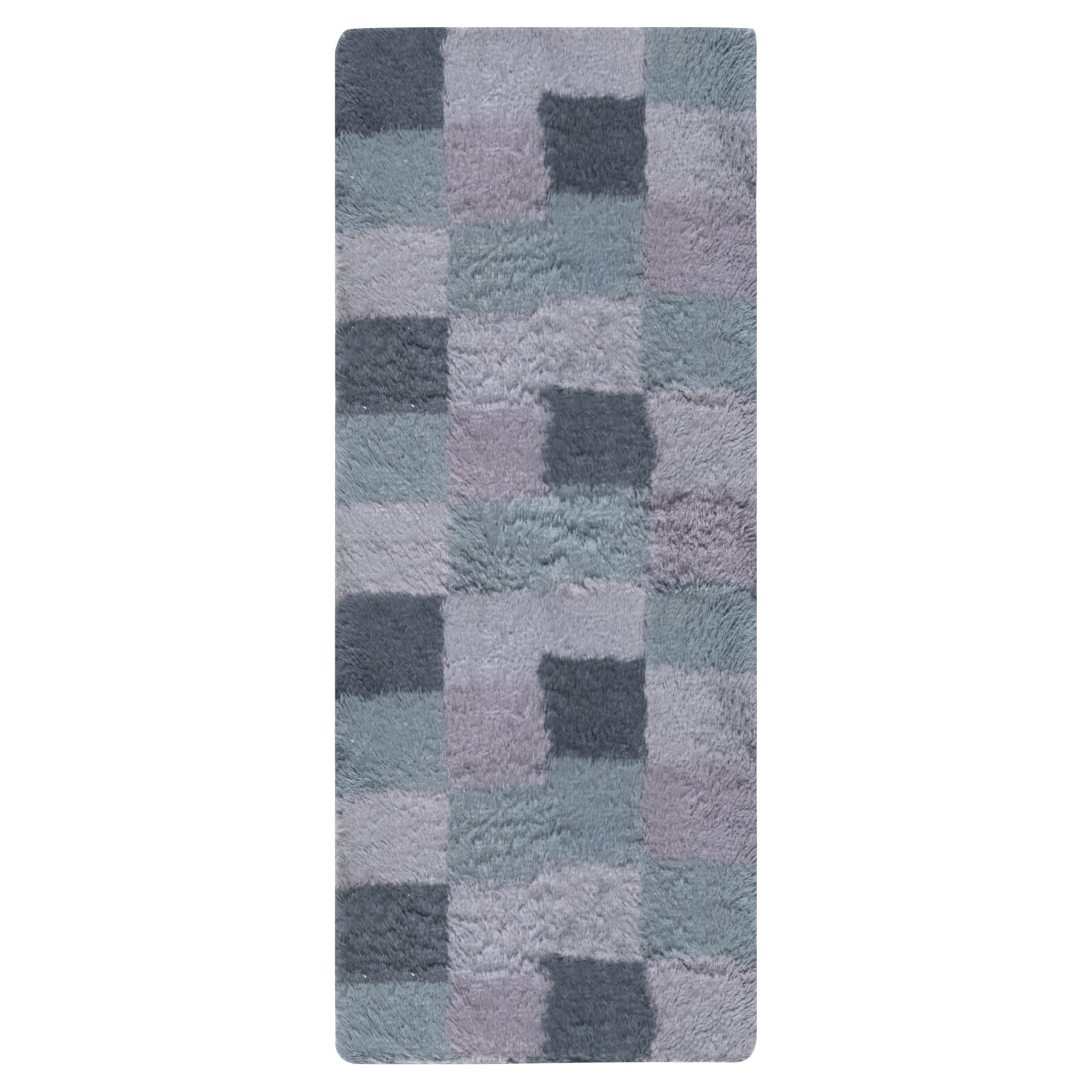 Contemporary Geometric Grid Slate Gray Carpet "Duskfall" by Doris Leslie Blau