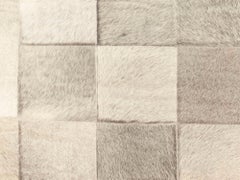 Contemporary Geometric Hair on Hide Grey Leather Runner by Doris Leslie Blau