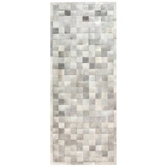 Contemporary Geometric Hair on Hide Grey Leather Runner by Doris Leslie Blau