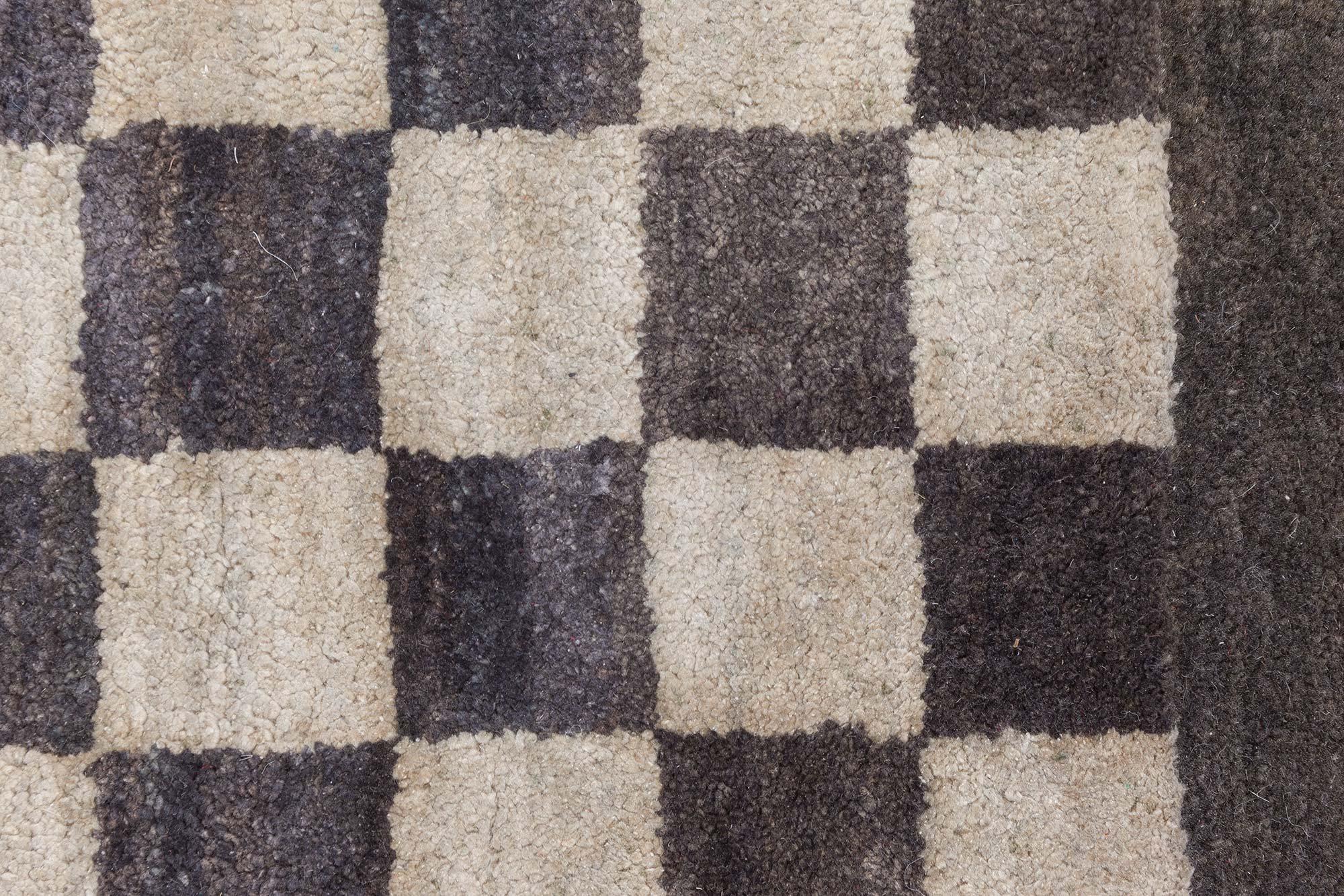 Tapis de couloir géométrique contemporain en laine nouée à la main de Doris Leslie Blau Neuf - En vente à New York, NY