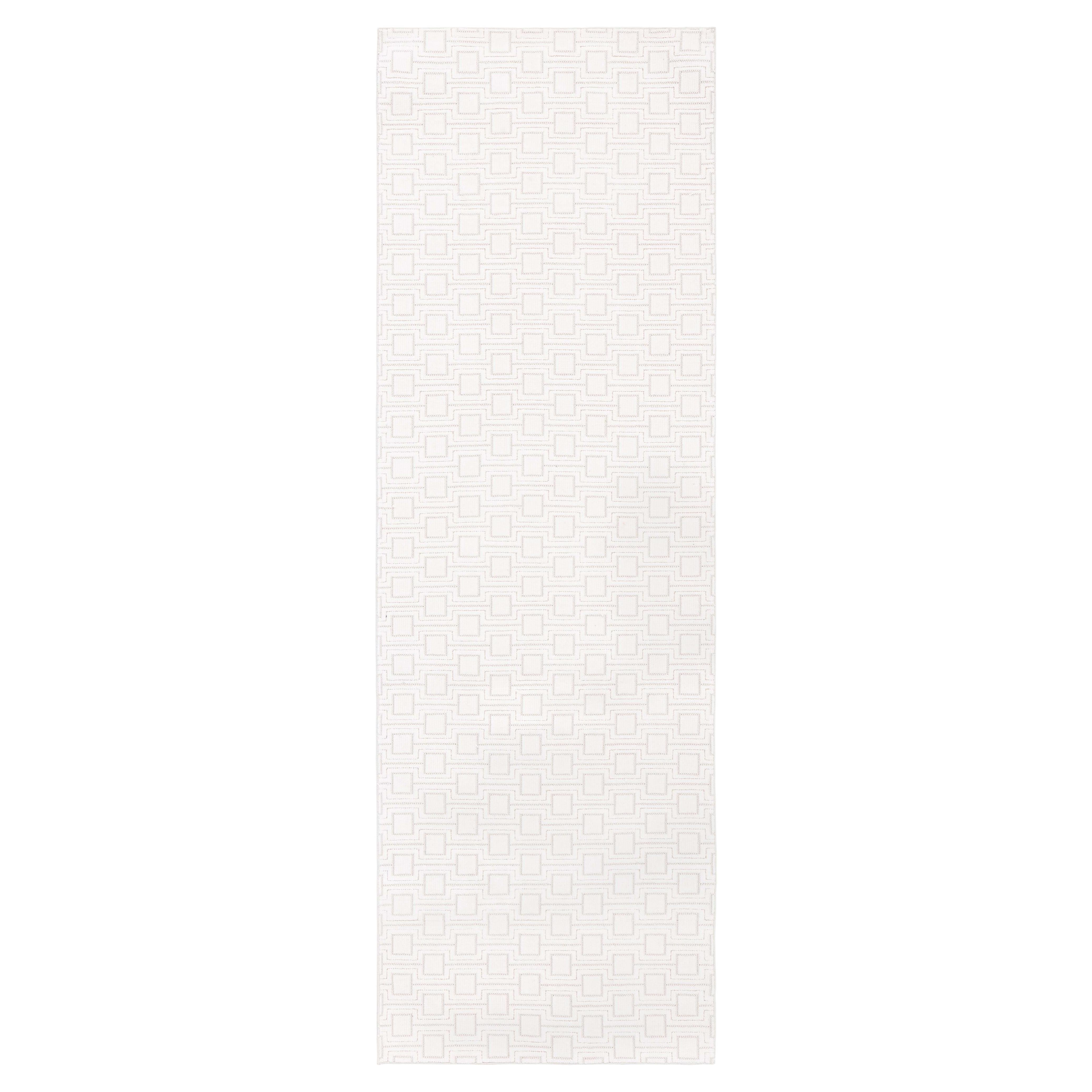 Moderner, geometrisch gemusterter, handgeknüpfter Läufer aus Wolle von Doris Leslie Blau im Angebot