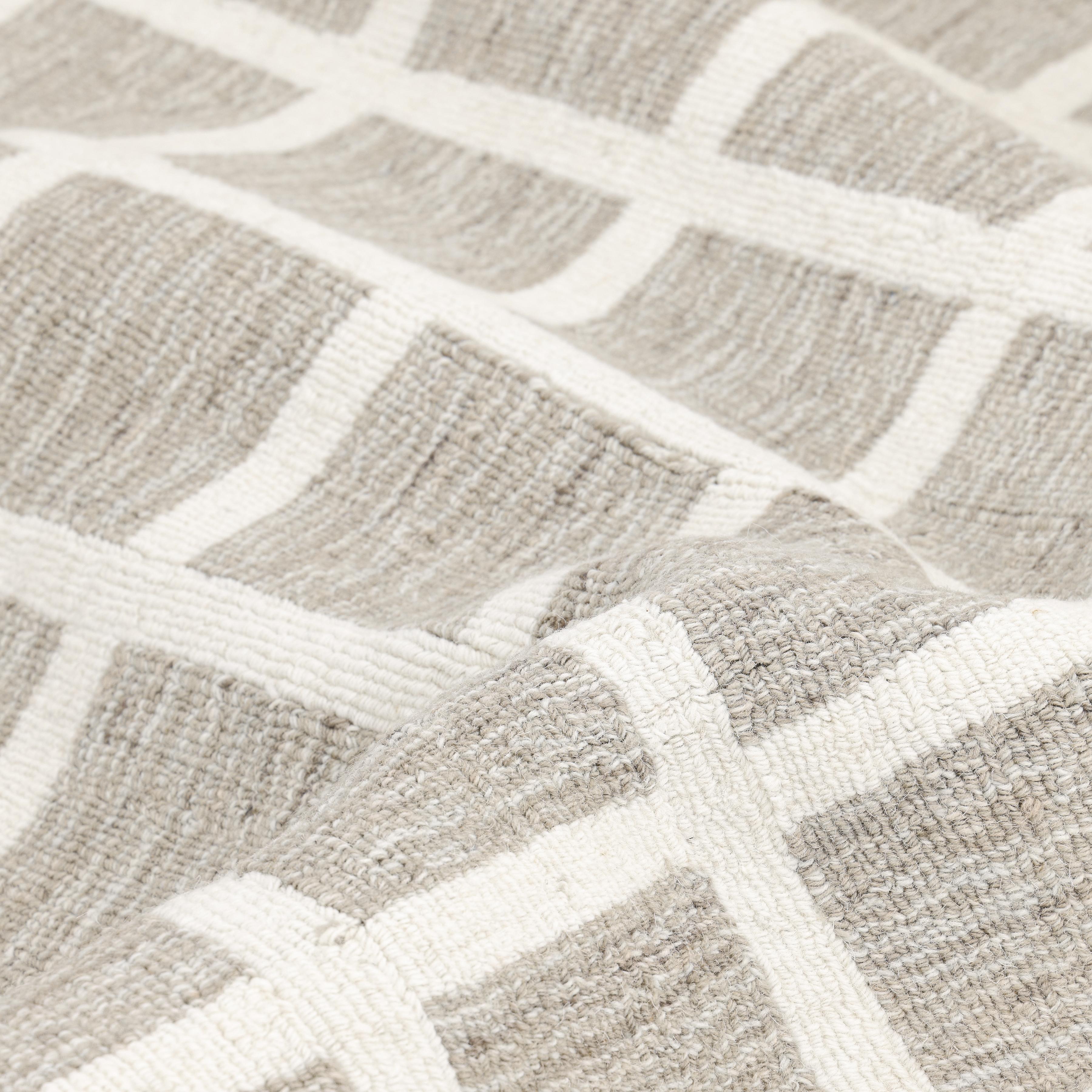 Contemporary Geometric Hand Made Brown Area Rug 5' 0