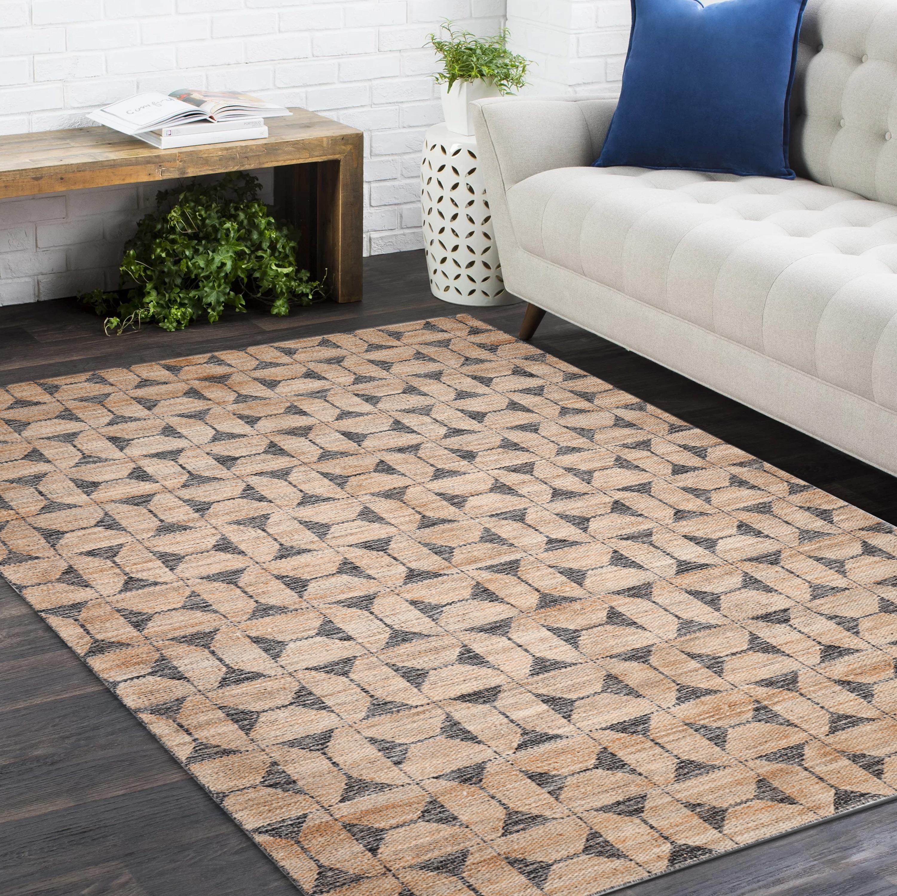 Contemporary Geometric Hand Made Brown Area Rug 9' 0