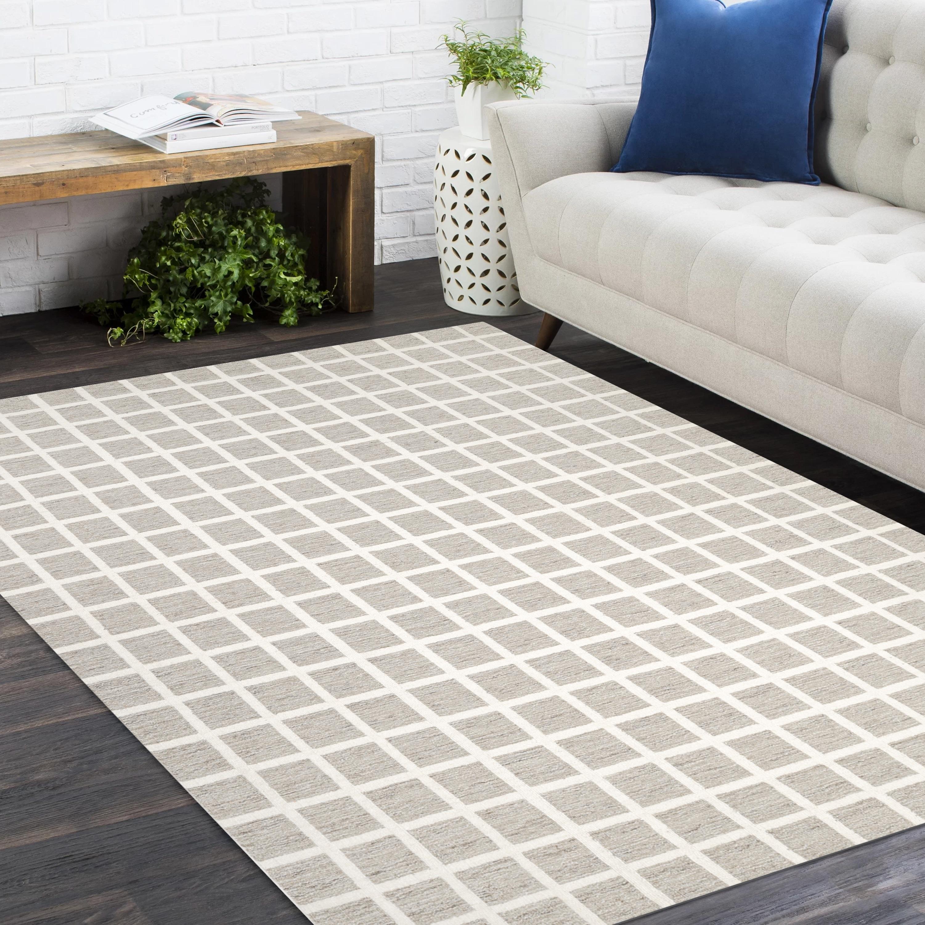 Tapis de sol contemporain géométrique Hand Made Brown 9' 0'' x 12' 0'' en vente 3