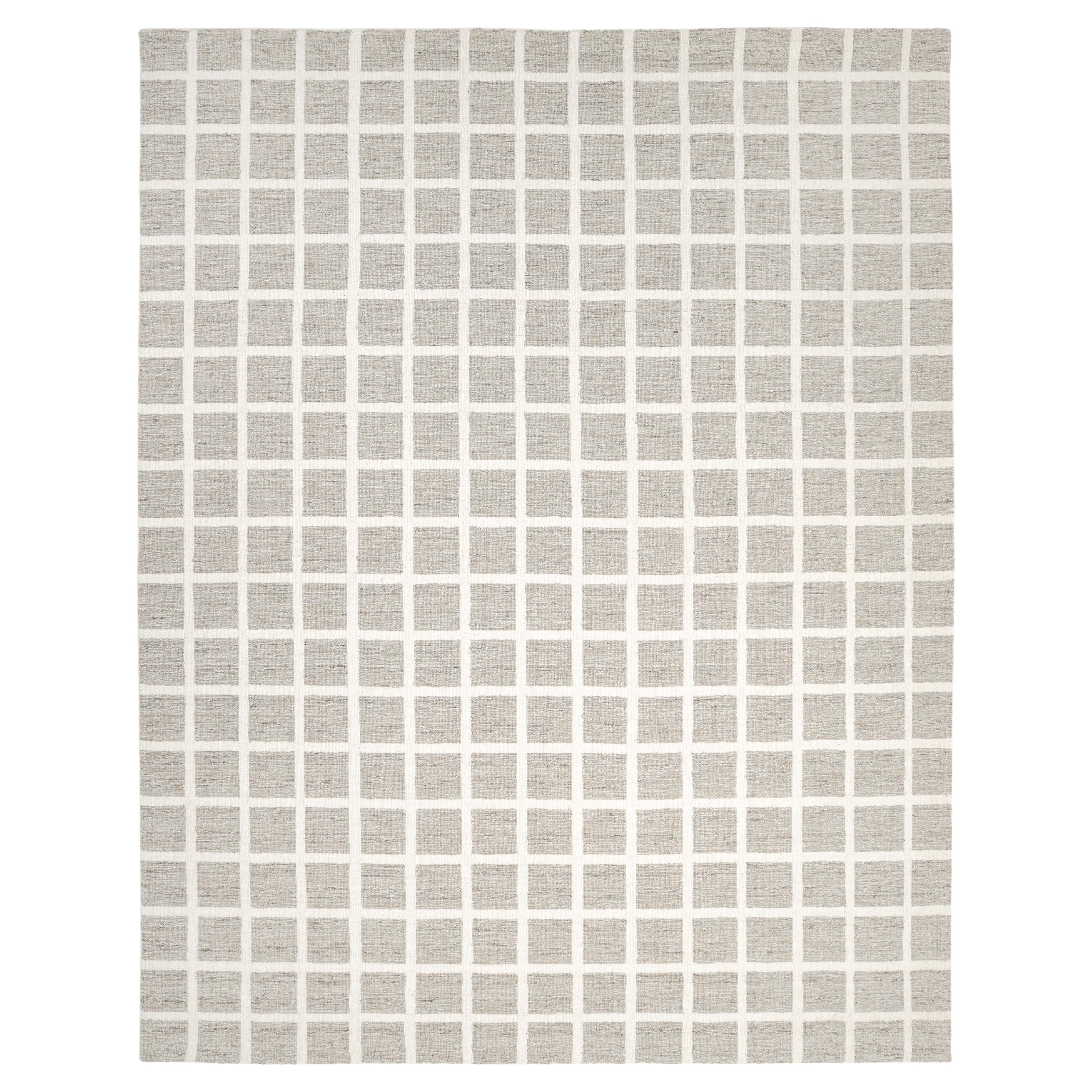 Tapis de sol contemporain géométrique Hand Made Brown 9' 0'' x 12' 0'' en vente
