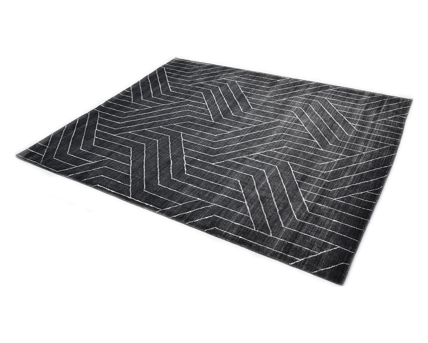 Alfombra Geométrica Contemporánea Hand Made Gris 10' 0