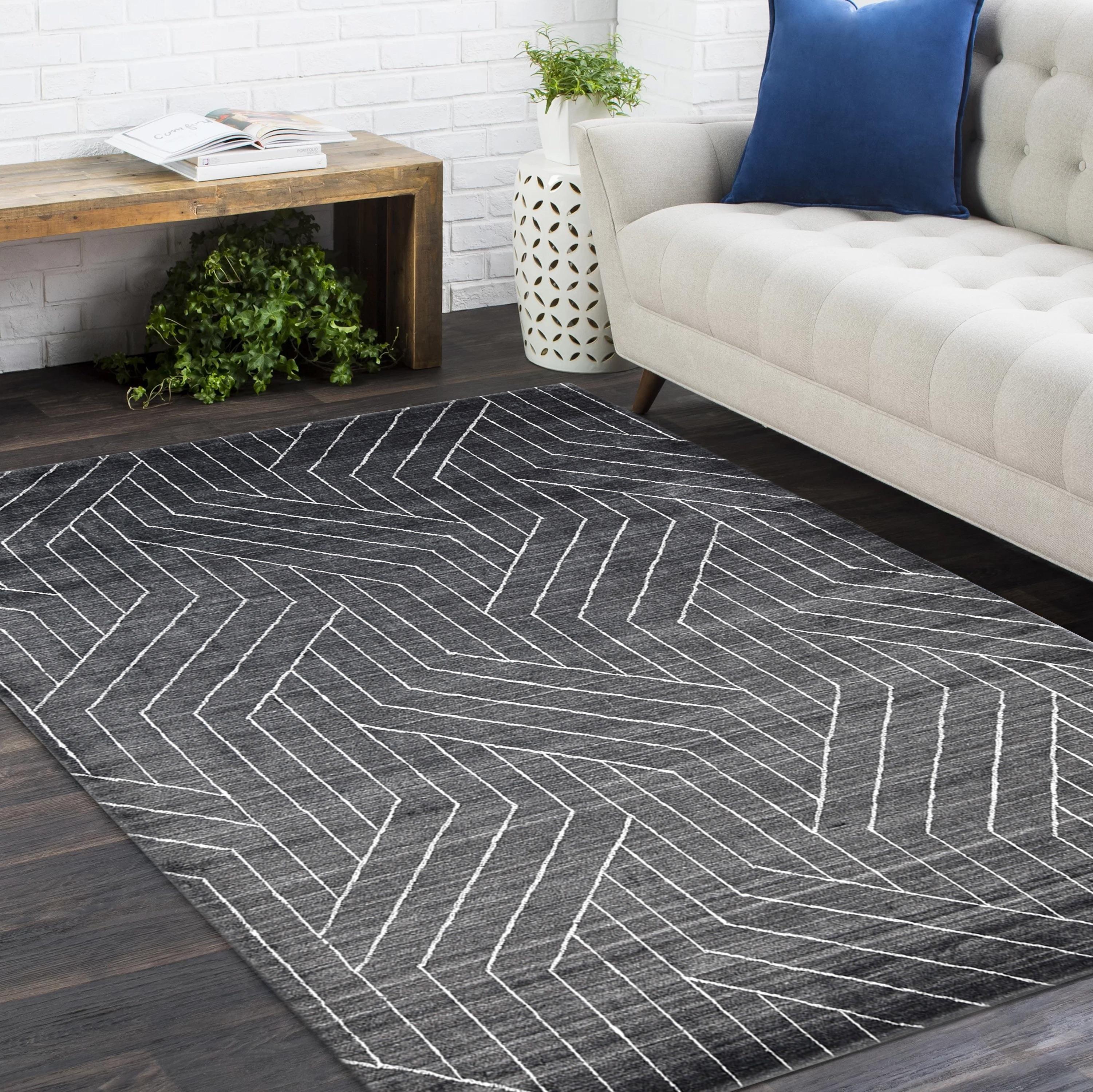 Alfombra Geométrica Contemporánea Hand Made Gris 10' 0