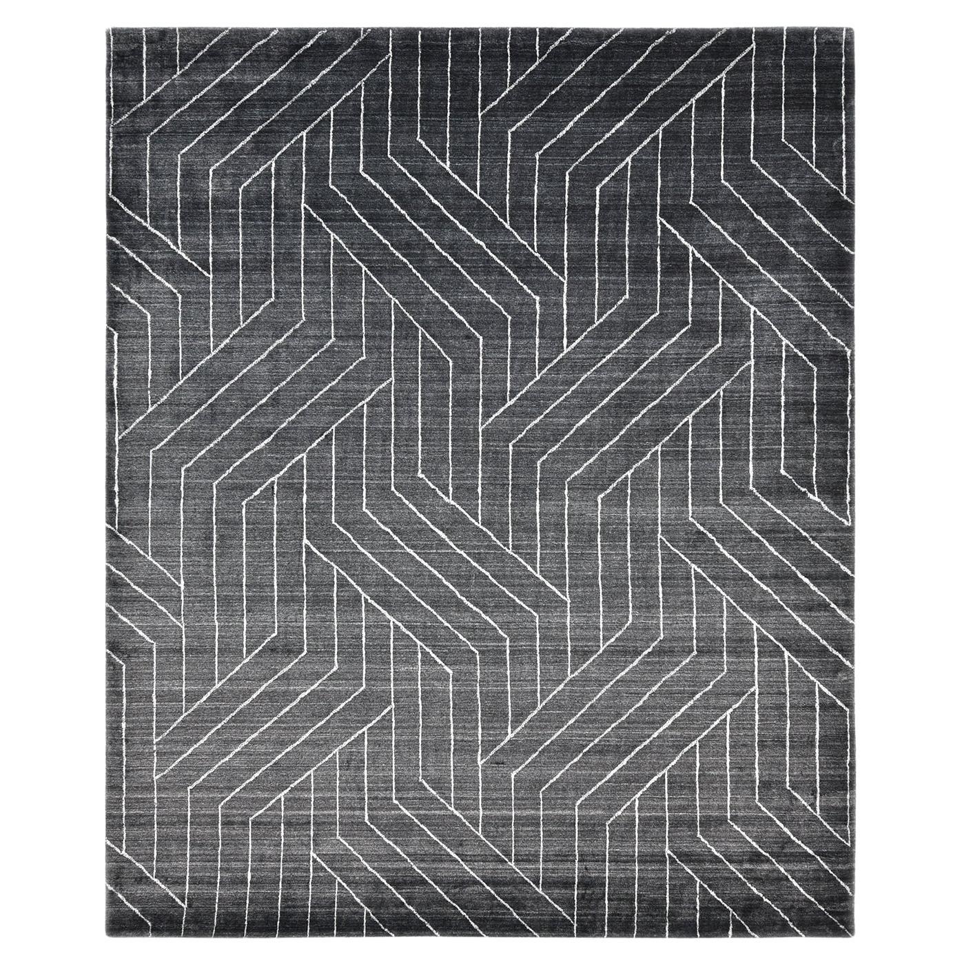 Alfombra Geométrica Contemporánea Hand Made Gris 10' 0" x 14' 0 en venta