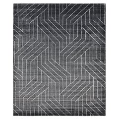 Tapis de sol contemporain géométrique gris fait à la main 10' 0" x 14' 0"