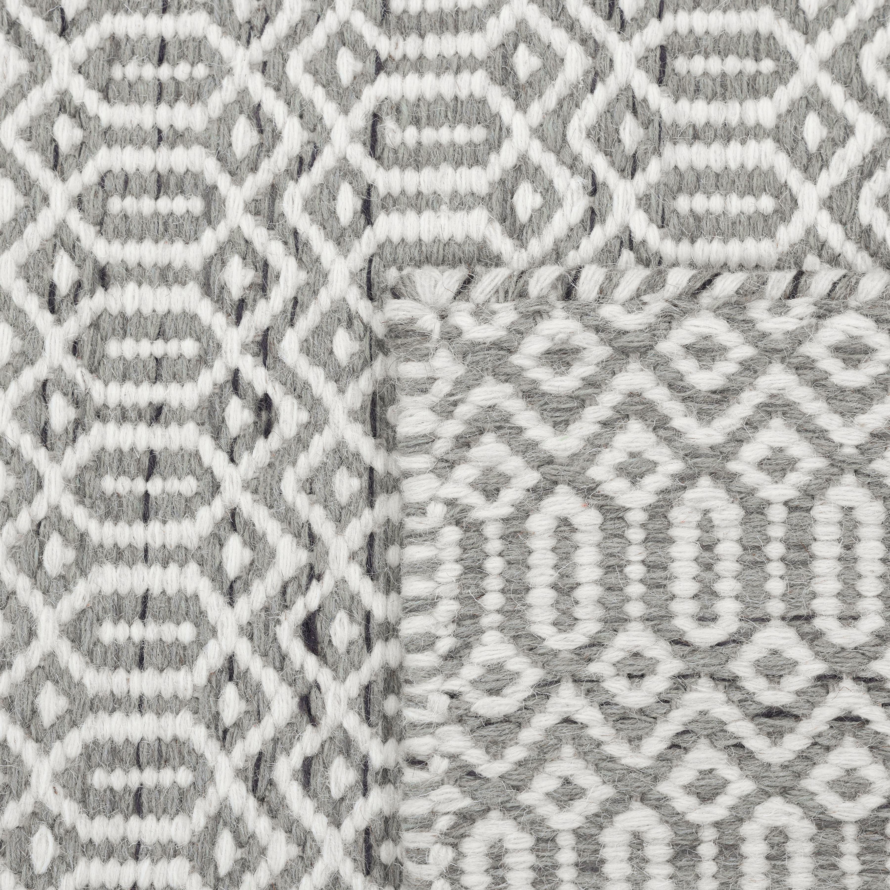 Contemporary Geometric Hand Made Gray Area Rug 3' 0