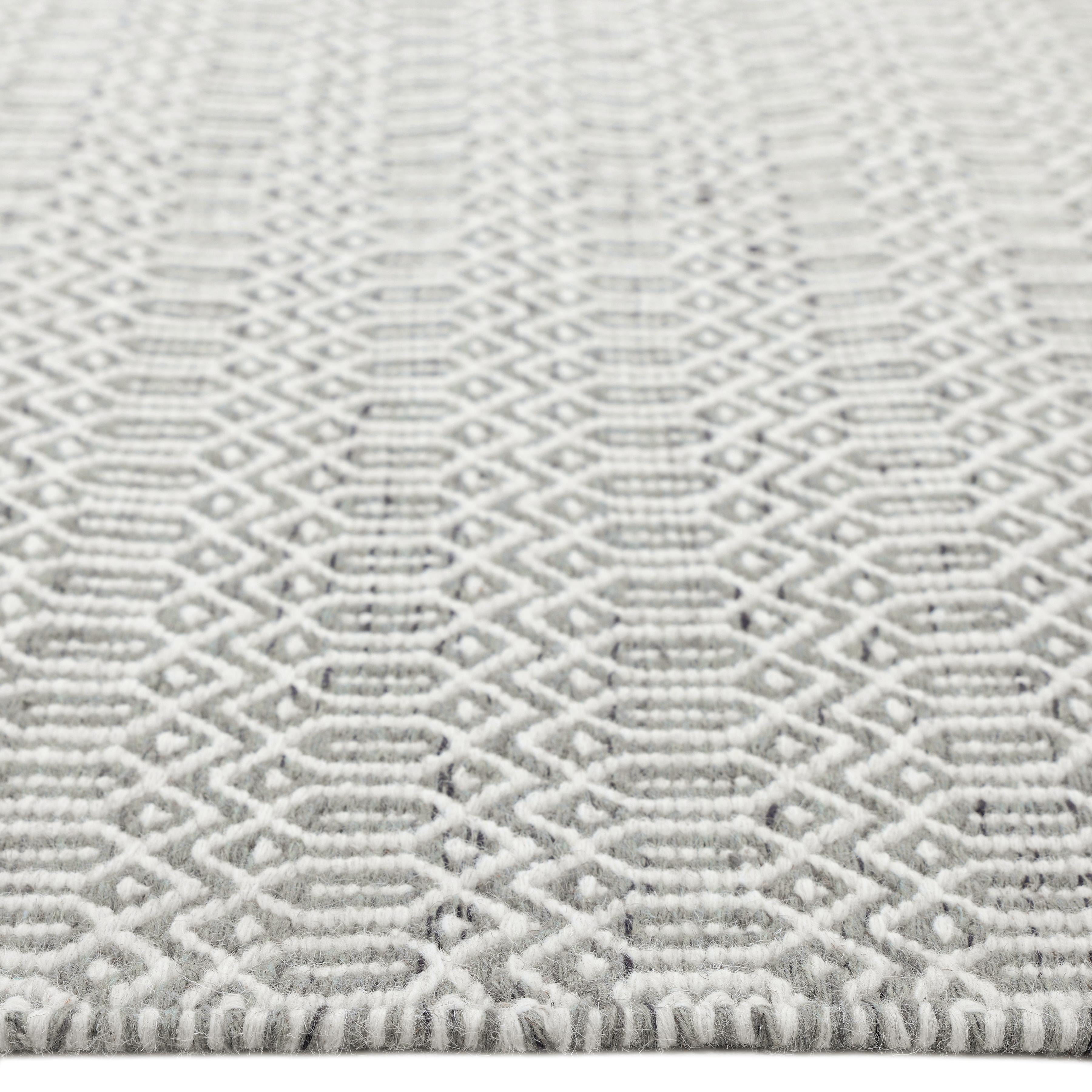 Contemporary Geometric Hand Made Gray Area Rug 3' 0