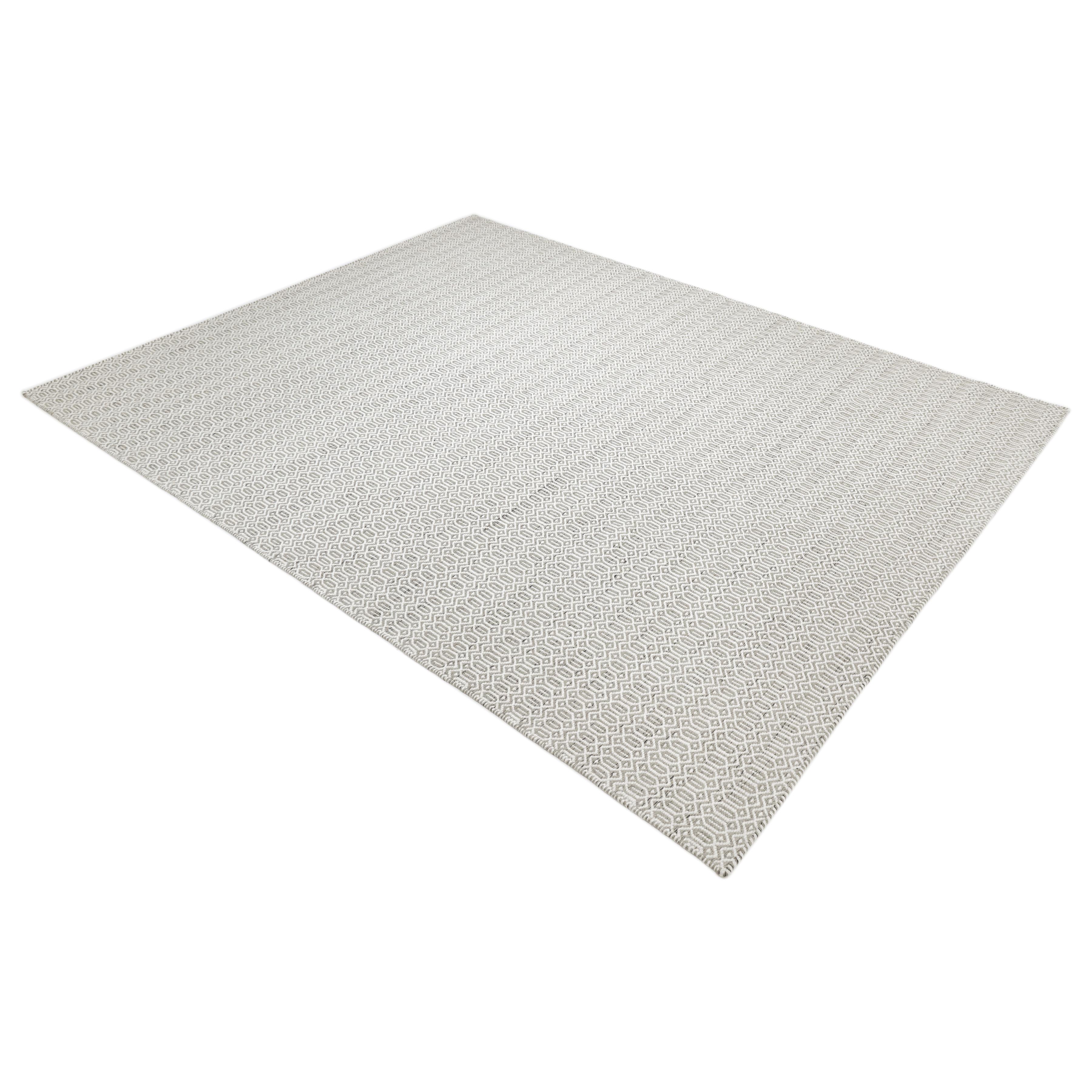 Contemporary Geometric Hand Made Gray Area Rug 3' 0