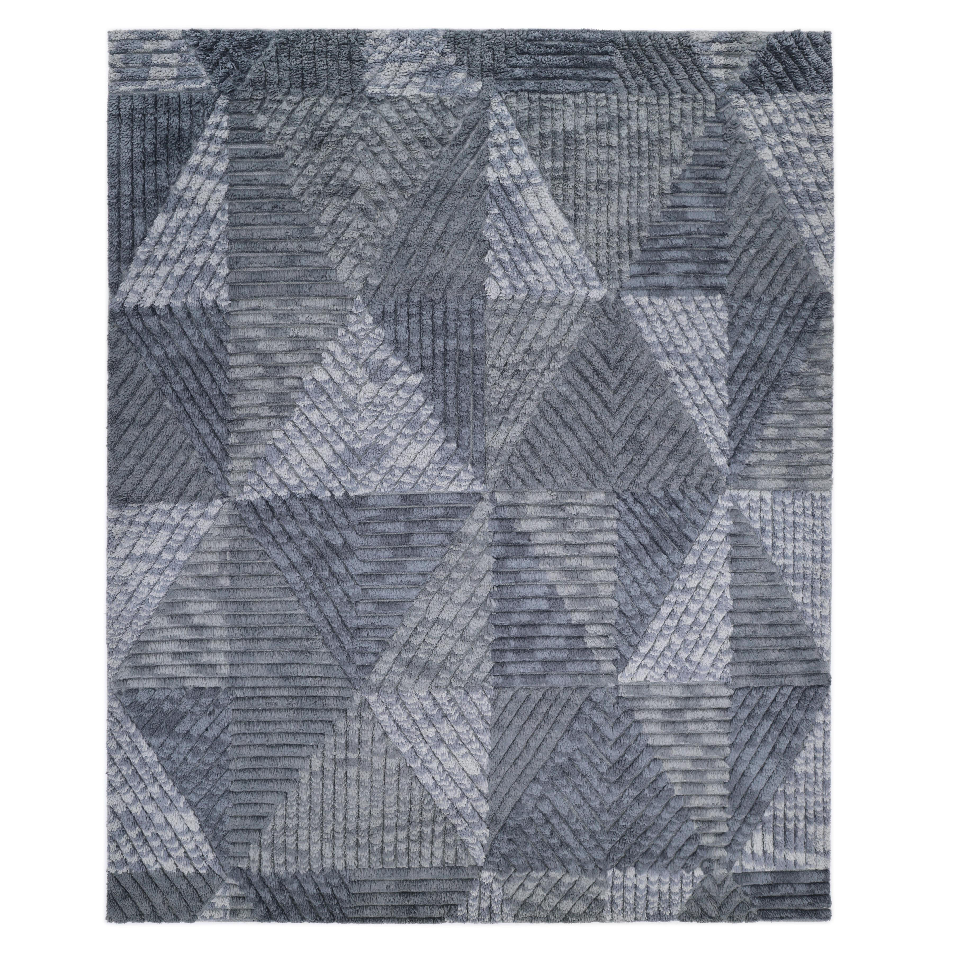 Alfombra Geométrica Contemporánea Hand Made Gris 3' 0" x 5' 0