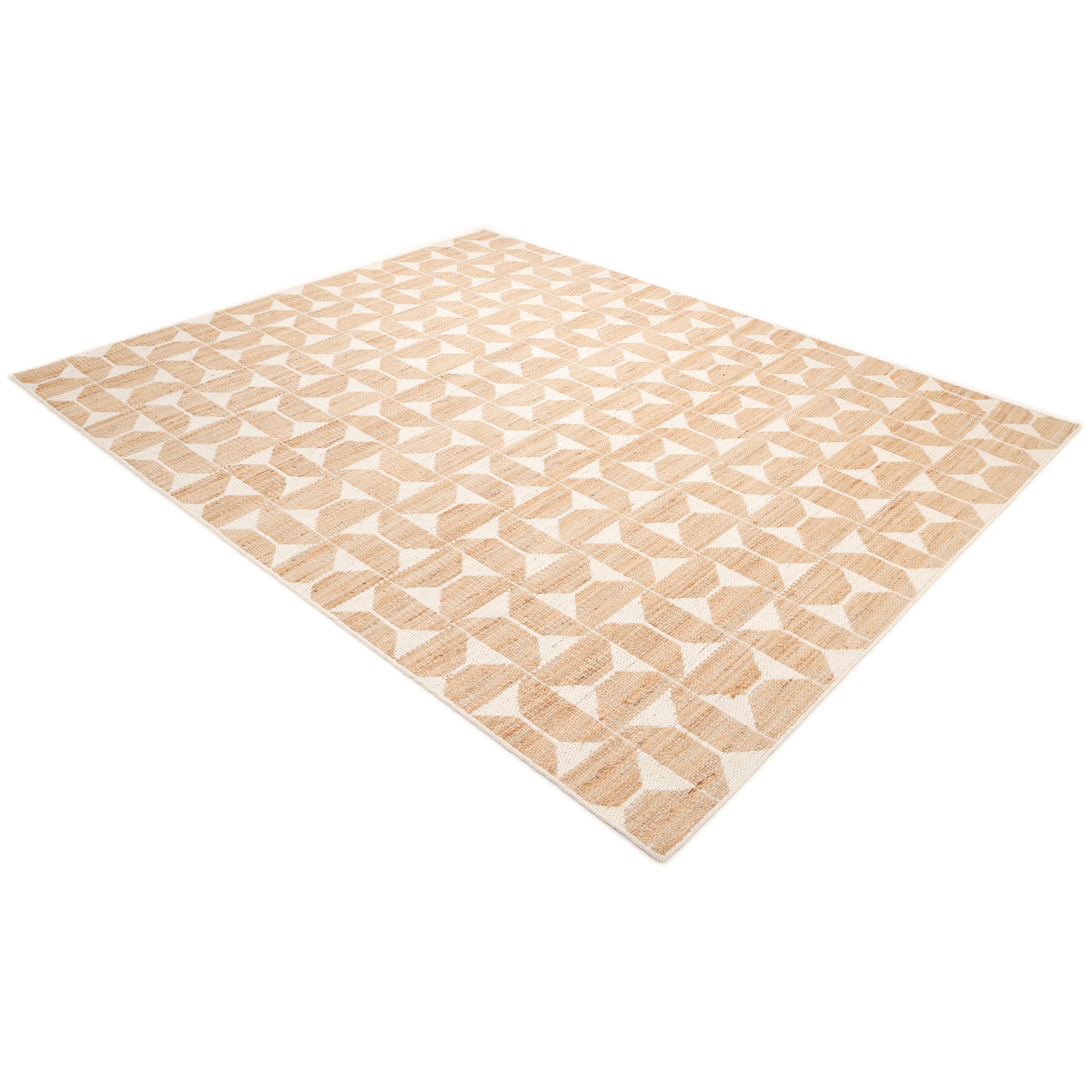 Contemporary Geometric Hand Made Ivory Area Rug 5' 0