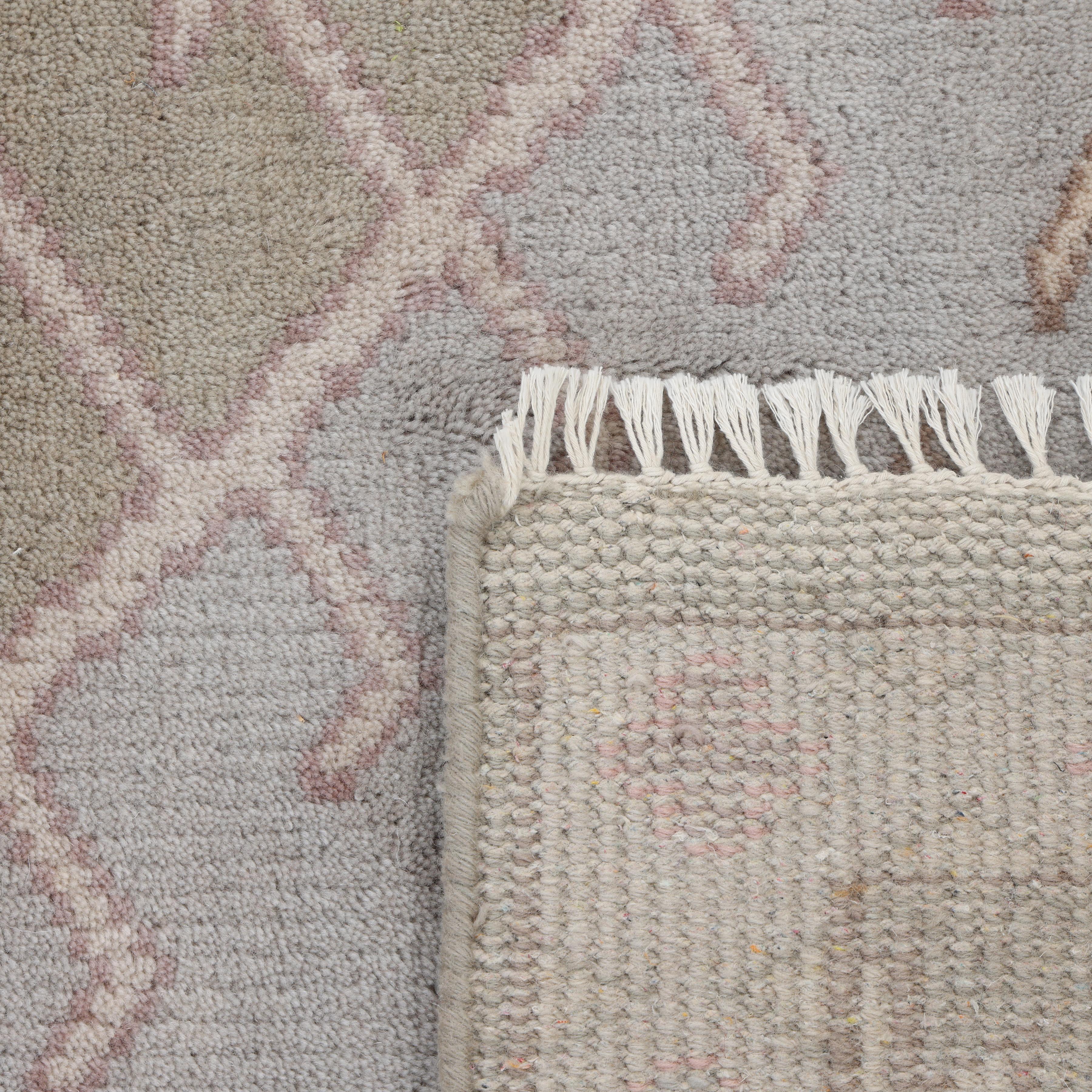Contemporary Geometric Hand Made Light Gray Area Rug 9' 0