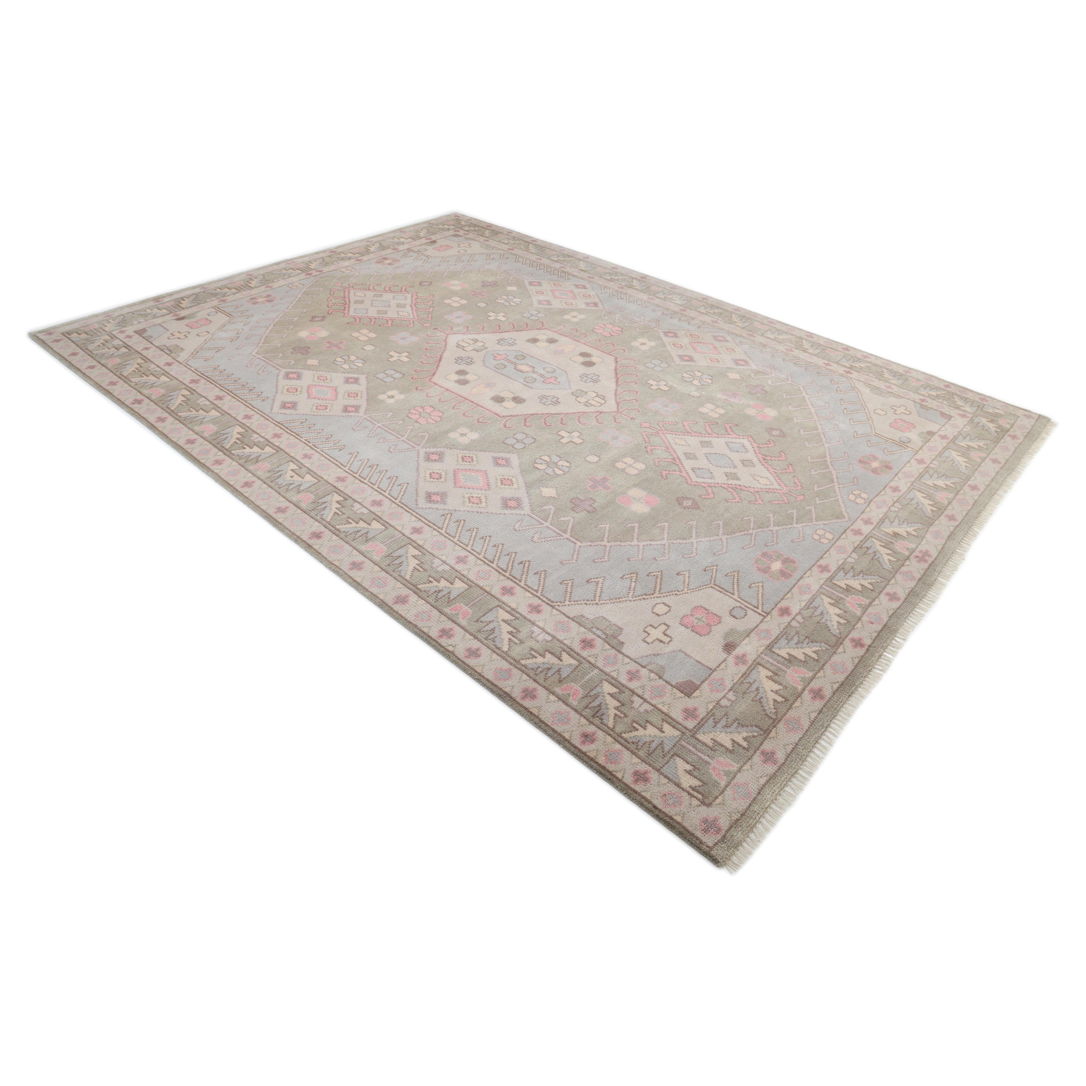 Contemporary Geometric Hand Made Light Gray Area Rug 9' 0