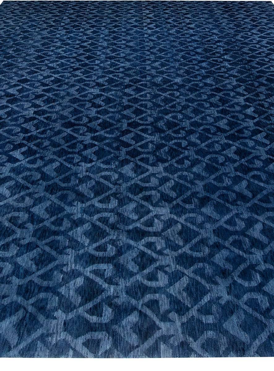 Indian Contemporary Geometric Handcrafted Pashmina Euro Rug by Doris Leslie Blau For Sale