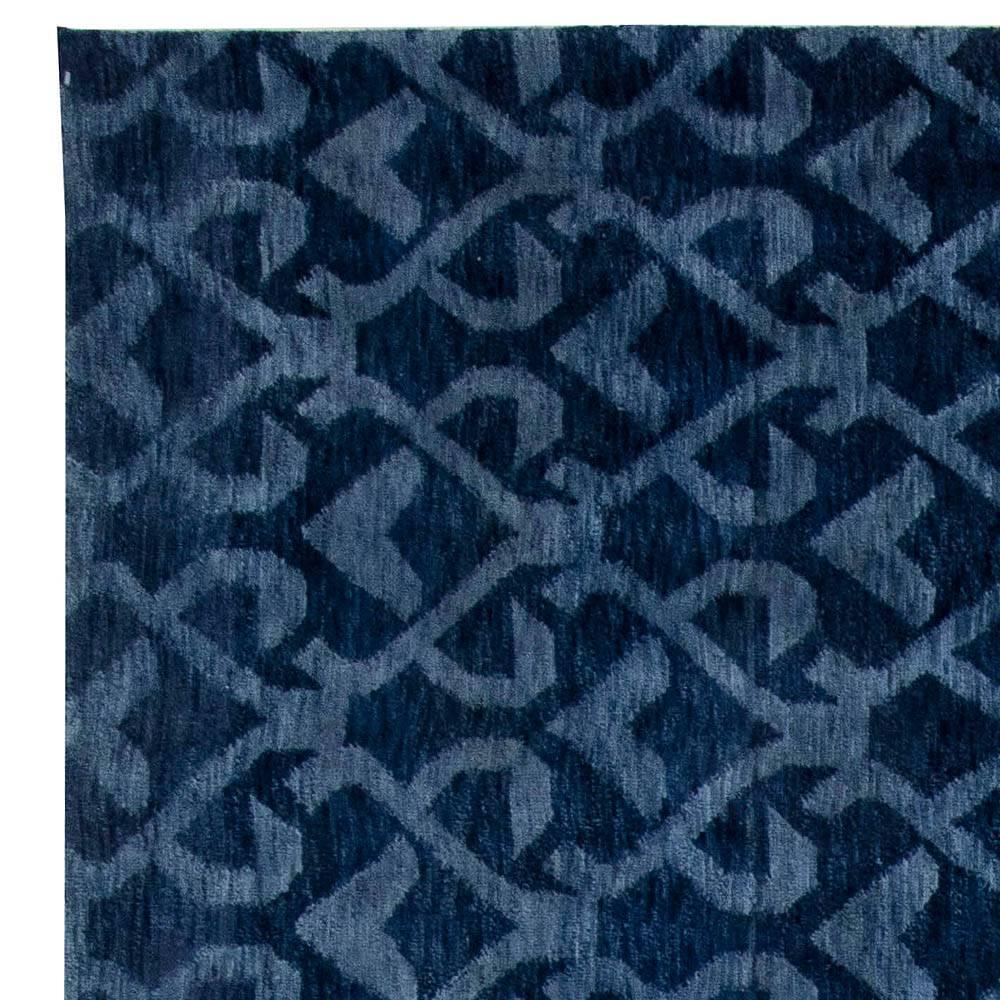 Wool Contemporary Geometric Handcrafted Pashmina Euro Rug by Doris Leslie Blau For Sale