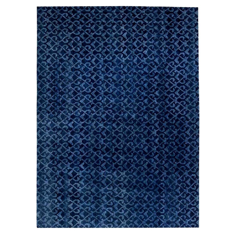 Contemporary Geometric Handcrafted Pashmina Euro Rug by Doris Leslie ...